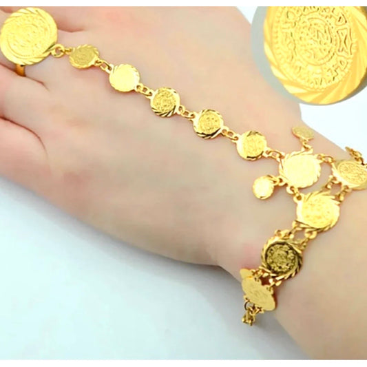Attached Coin Bracelet & Ring